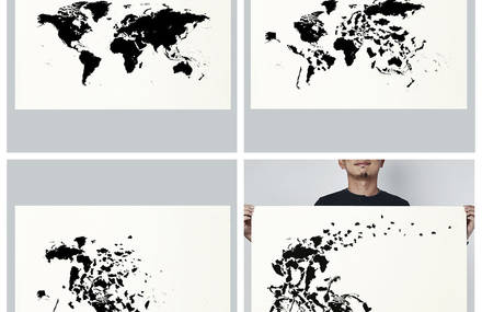 Turning a World Map into a Clever Print of Cyclist Silhouette