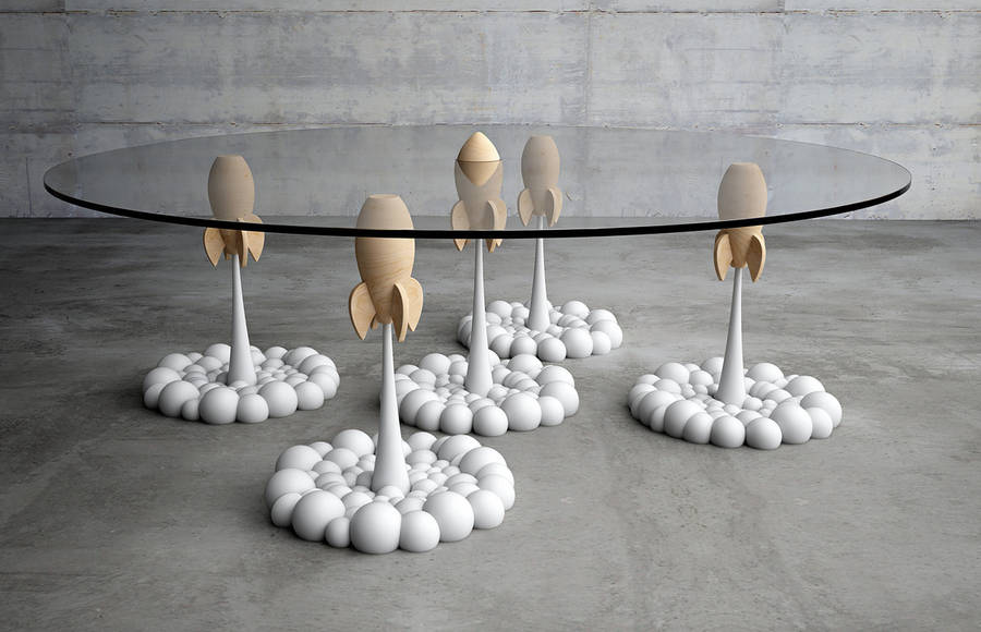 Beautiful Table with Rockets as Legs