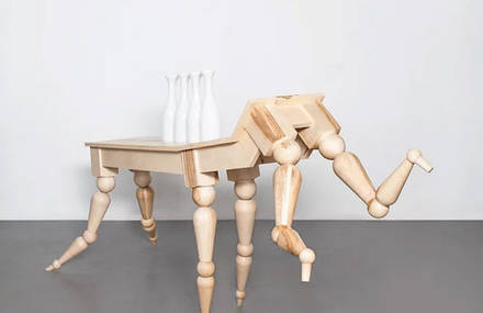 Wooden Table Inspired by Horses