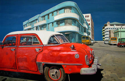 Realistic Paintings of Vintage Cars