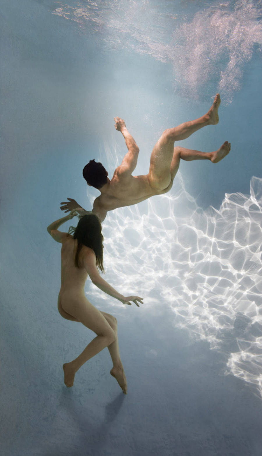 Naked Man Underwater Acrylic Print by Ed Freeman