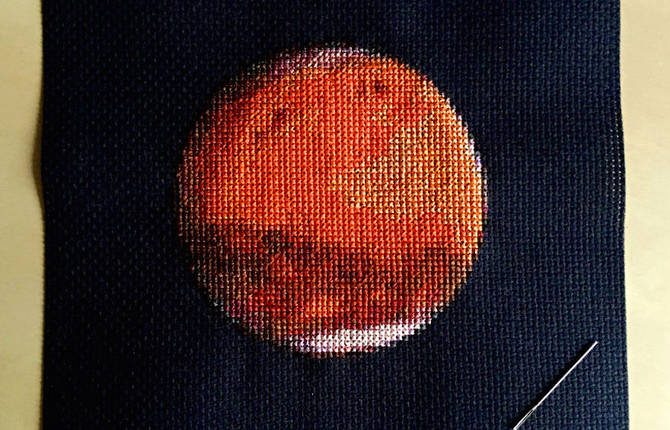 Beautiful Embroidered Planets