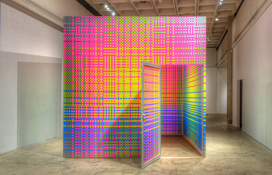 Immersive Vibrant Rainbow Cube Installation
