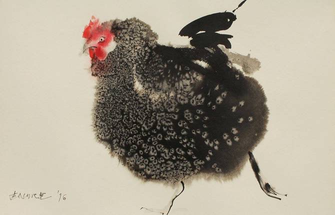 Beautiful Ink Paintings of Chickens