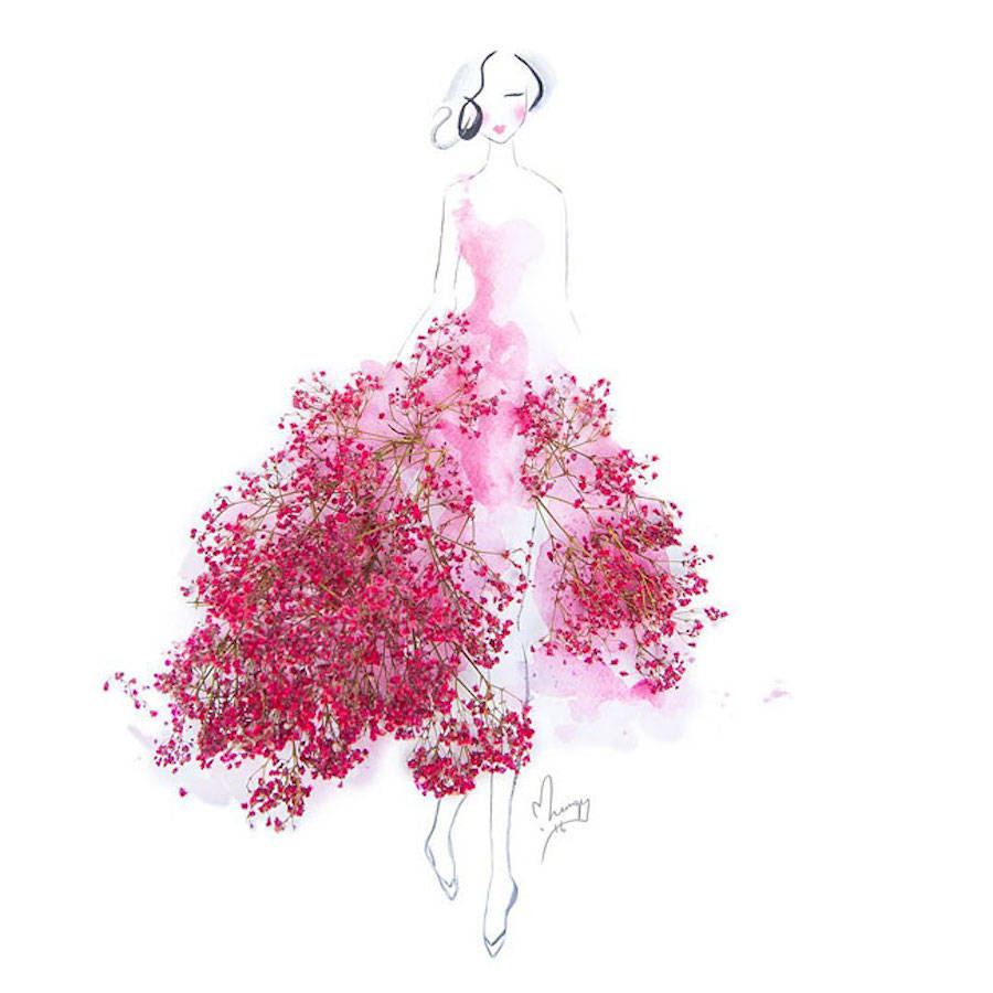 dress with real flowers