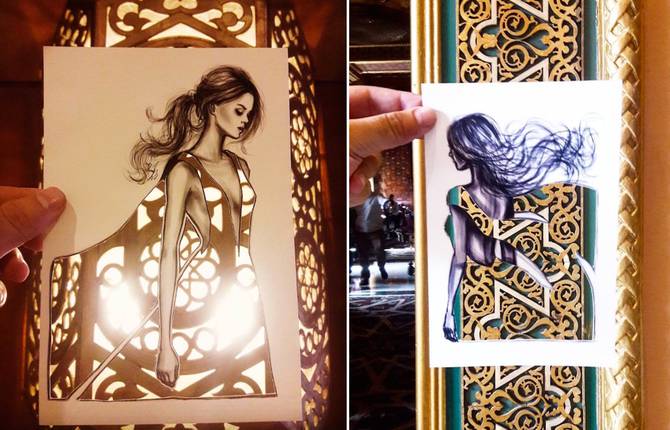 Amazing Cut-out Drawings juxtaposed with Real Life Patterns