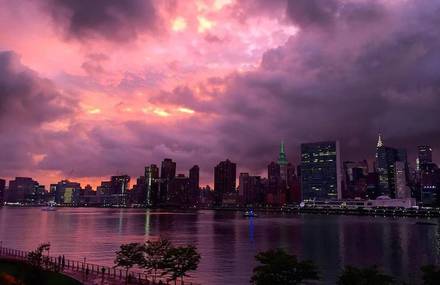 Breathtaking Purple Sunset Over New York