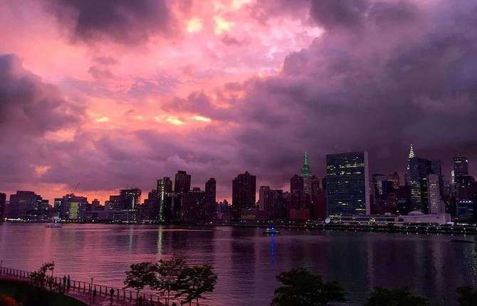 Breathtaking Purple Sunset Over New York