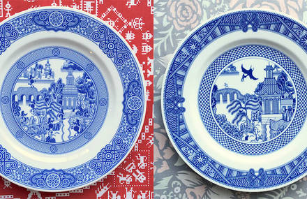 Creative Drawings on Victorian Porcelain Dinner Plates