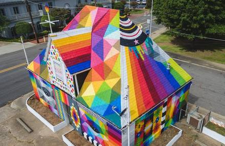 New Multicolored Artwork on a House by Okuda