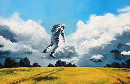 Nice Paintings of Astronauts in Diverse Situations