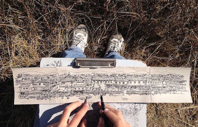 Beautiful Illustrations on Discarded Cardboards
