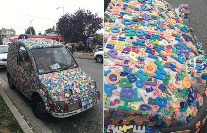 Incredible Car Covered with Magnetic Letters in Vancouver