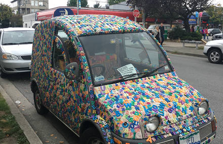 Incredible Car Covered with Magnetic Letters in Vancouver