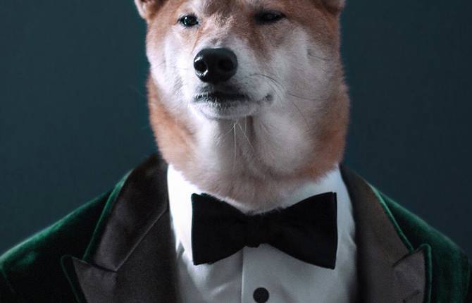 Funny and Elegant Dog Dressed as a Man