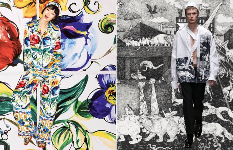 Pictures of Models with the Artwork that Inspired the Fashion Designer