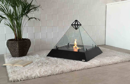 Design Fireplace Shaped Like the Louvre Pyramid