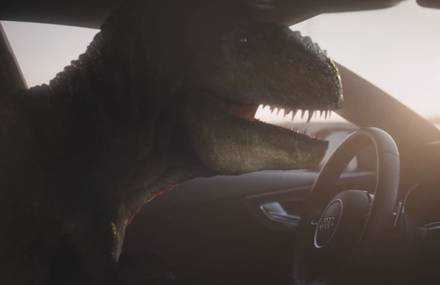 Surrealist Ad with a T-Rex by Audi