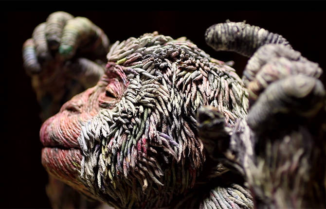 Animal Sculptures Made from Rolled Newspapers