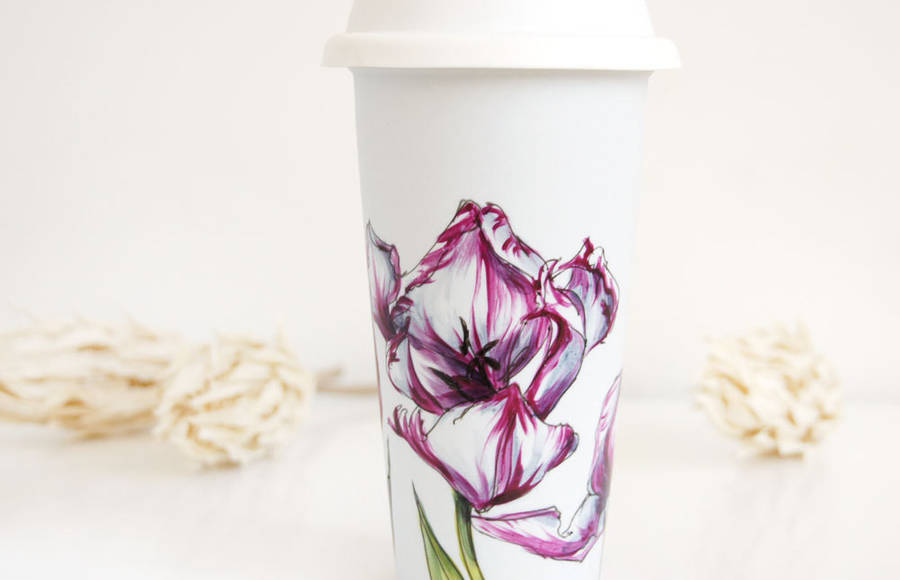 Delicate Floral Hand Painted Coffee Cups