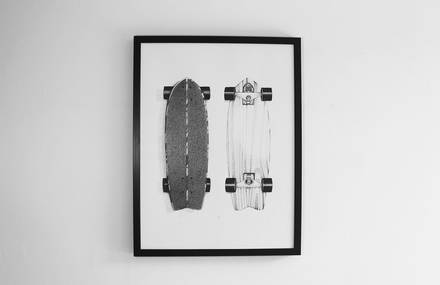 Amazing Fine Black and White Illustrations of Surf Objects