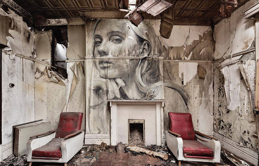 « Empty » Women Portraits in Abandoned Places by Rone