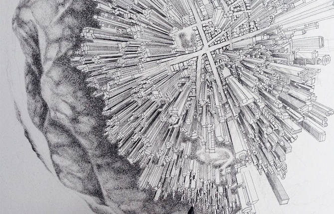 Illustrations of Detailed Cities On Globes