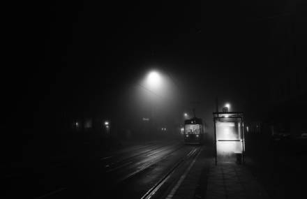 Mysterious Black and White Urban Scenes in the Fog