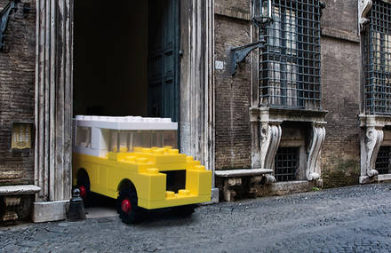Surrealist Scenes with LEGO Vehicles in the Streets