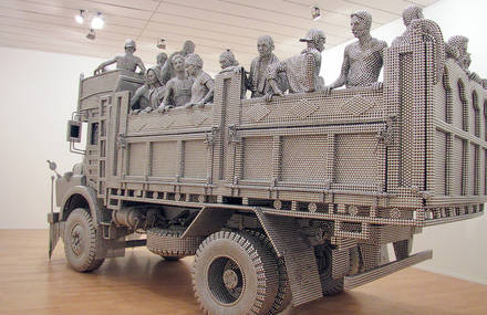 Truck Sculpture with Stainless Steel Balls