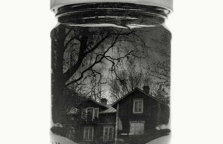 Poetic Black and White Landscapes in Glass Pots
