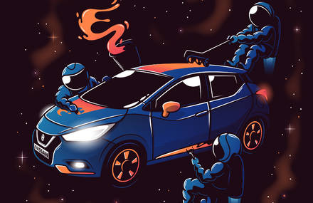Colorful & Funny Nissan Micra Illustrations by Elia Colombo