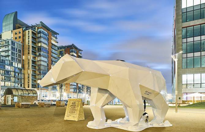 Giant Aluminium Polar Bear Statue in Manchester