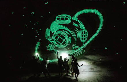 Phosphorescent Street Art with Hidden Meaning
