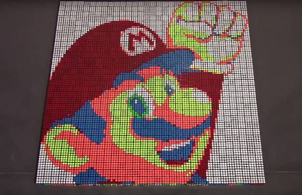Mario Character Created with Dozens of Rubik’s Cubes