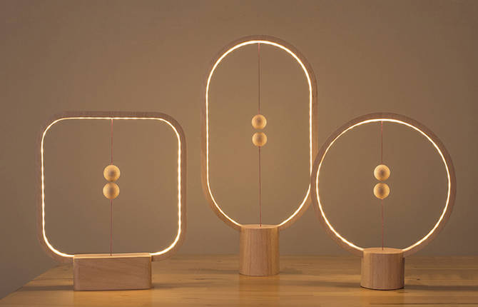Stylish Wooden Lamp with Levitating Switch