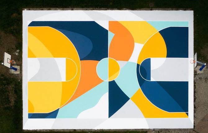 Superb Multicolored Basketball Court in Italy by GUE