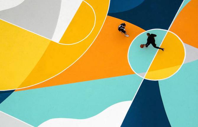 Superb Multicolored Basketball Court in Italy by GUE