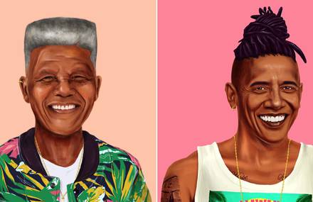 World Leaders Reimagined as Hipsters in Illustrations