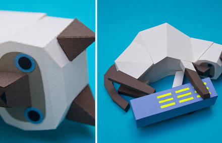 Cute Animals in Cardboard to Assemble