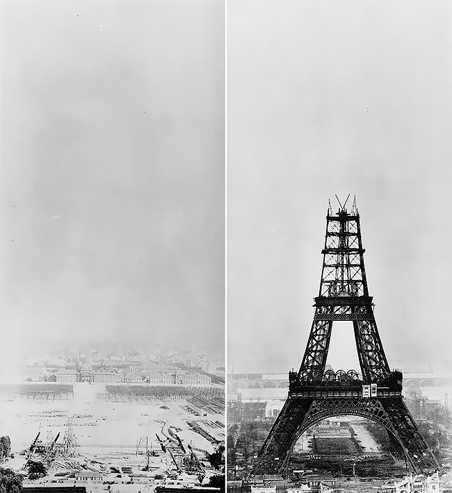 Historical Photographs of the Eiffel Tower Building