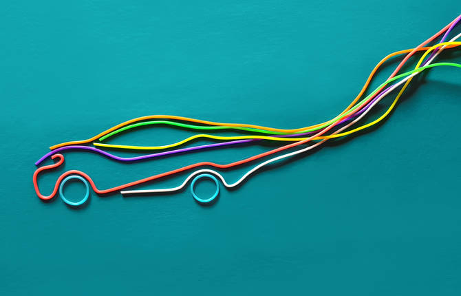 Colorful Car Shape Made with Rubber Bands