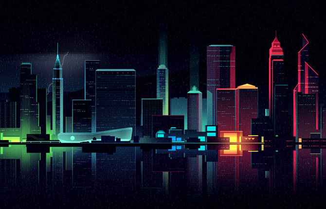 Brilliant Digital Illustrations of a City by Night