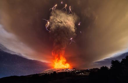 Unique Photographs of Etna Vulcan in Eruption