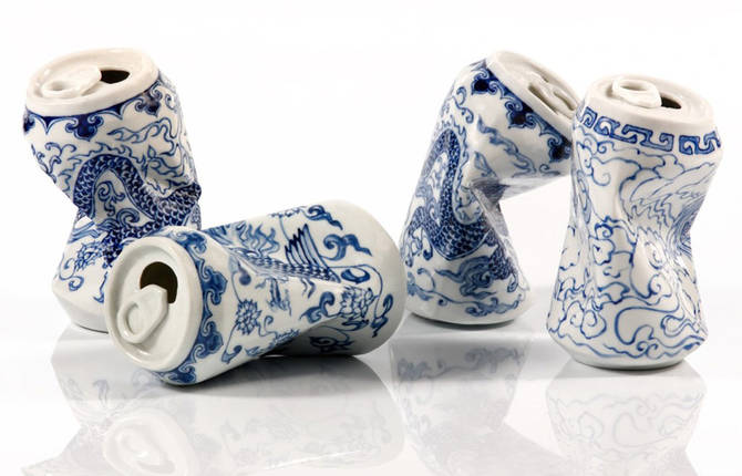 Smashed Can Porcelain Sculptures