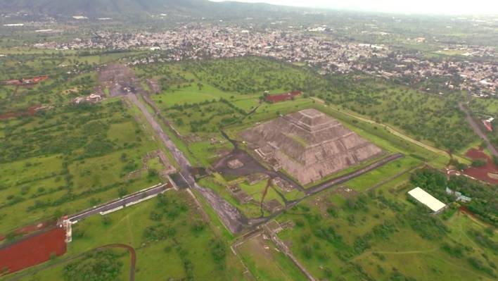 Aerial Footage of the Ancient Pyramids of Teotihuacan