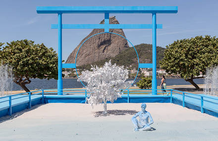Blue Japanese Zen Garden