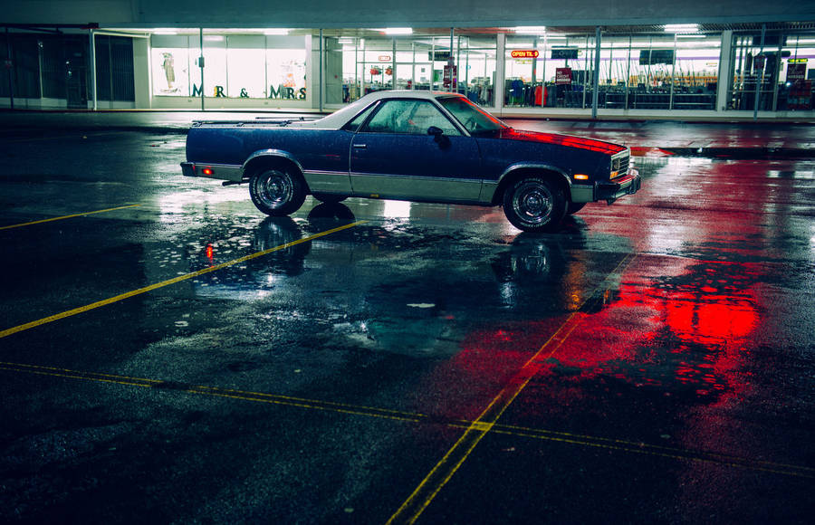 Mysterious Series of a Lonely Car under Neon Light