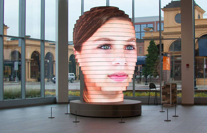Interactive LED Sculpture Projects Visitors’ Faces