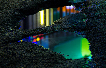 Stunning Pictures of Neon Reflects on Puddles